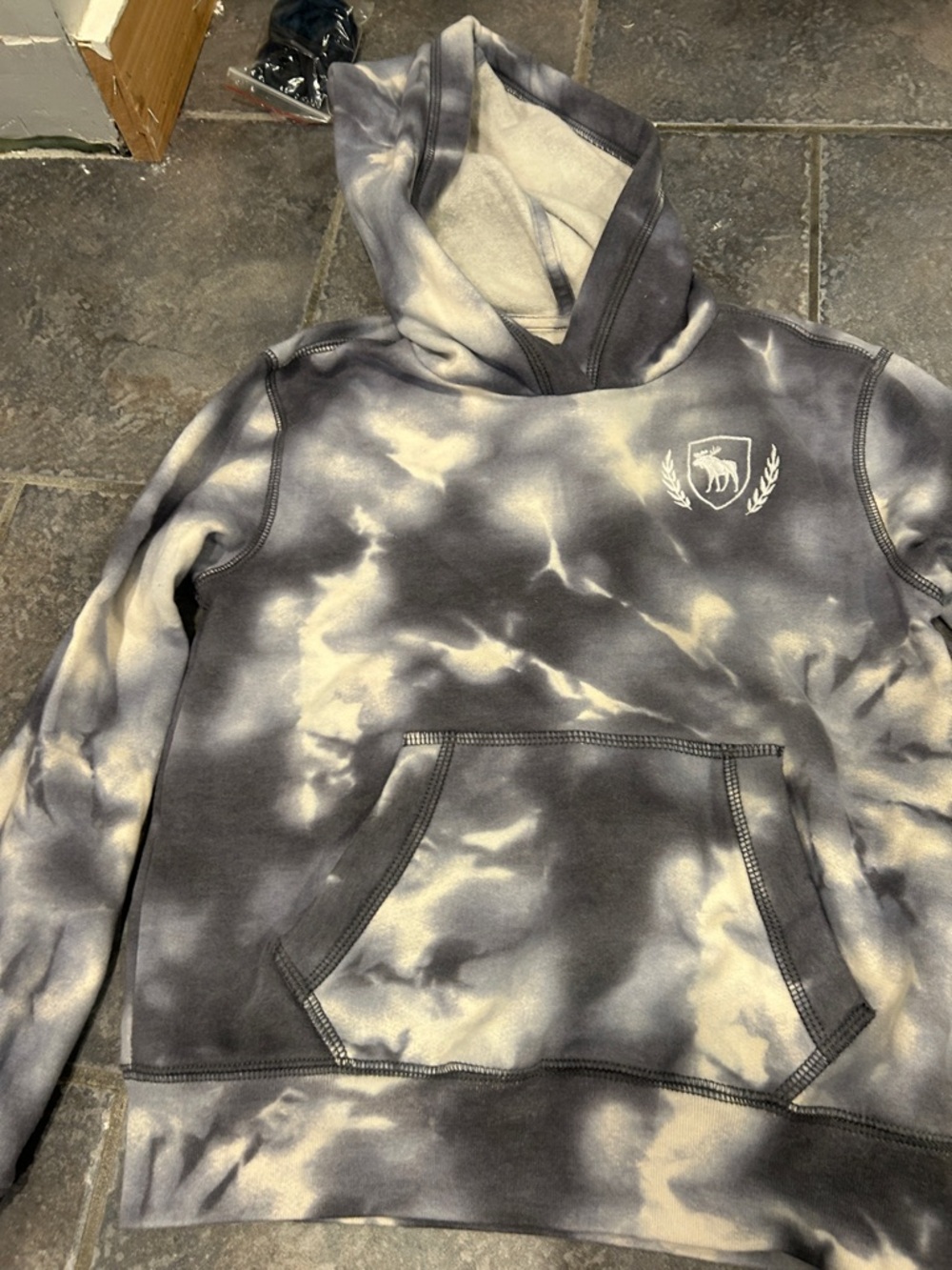 abercrombie kids Gray & Cream Tie-Dye Hoodie